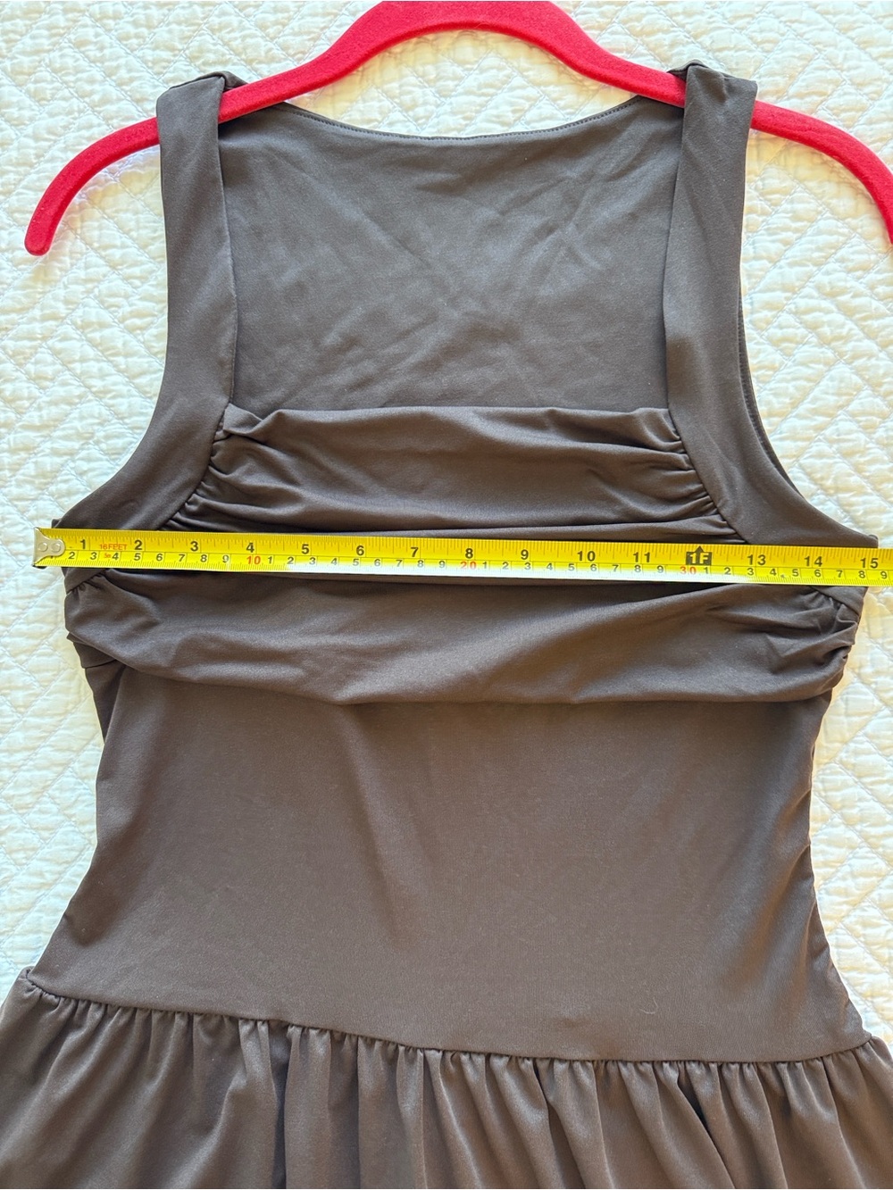 SHEIN New Dark Brown Ruched Square Neck Soft Stretch Maxi Dress size Petite SP - Picture 10 of 13